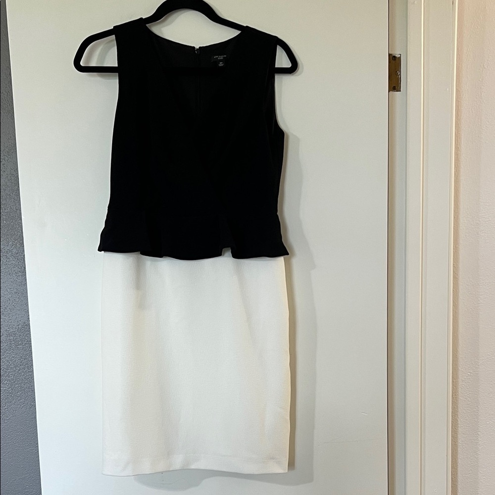 Ann Taylor Classic Black and Cream Midi Dress